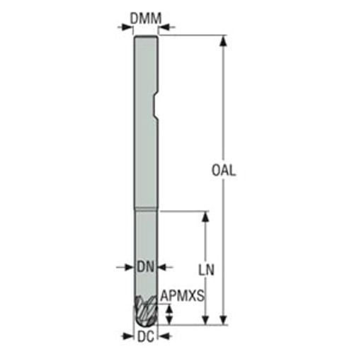 Seco Tools 02928399 | JS534080E3B.3Z4 8.00mm Diameter x 8.00mm Shank x 4.00mm Corner Radius x 80.00mm OAL x 30 Degree Helix Angle 4 Flute NXT Coated Carbide Ball End Mill