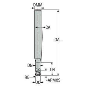 Seco Tools 02968232 | JH142040G2R050.0Z4 4.00mm Diameter x 6.00mm Shank x 0.50mm Corner Radius x 50.00mm OAL x 28 Degree Helix Angle 4 Flute HXT Coated Carbide Corner Radius End Mill