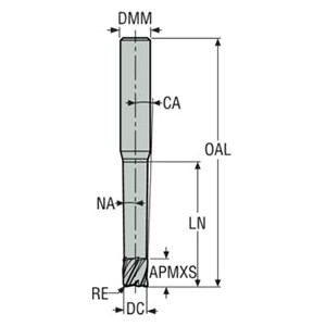Seco Tools 02968261 | JH142030J3R100.0Z2 3.00mm Diameter x 6.00mm Shank x 1.00mm Corner Radius x 60.00mm OAL x 28 Degree Helix Angle 2 Flute HXT Coated Carbide Corner Radius End Mill