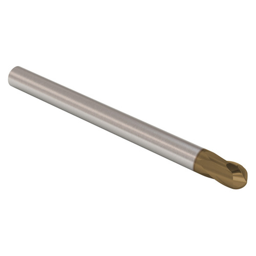 Seco Tools 02970117 | JH112080D1B.0Z2 8.00mm Diameter x 8.00mm Shank x 4.00mm Corner Radius x 65.00mm OAL x 28 Degree Helix Angle 2 Flute HXT Coated Carbide Ball End Mill