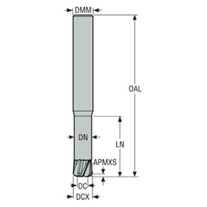 Seco Tools 03003391 | JHF980080E2H.0Z5 4.00mm Diameter x 0.60mm Corner Radius x 90 Degree Cutting Edge Angle Carbide Corner Radius End Mill