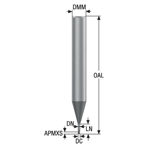 Seco Tools 03171269 | JMB562025G2B.0Z2 2.50mm Diameter x 6.00mm Shank x 1.25mm Corner Radius x 60.00mm OAL x 30 Degree Helix Angle 2 Flute SIRON Coated Carbide Ball End Mill