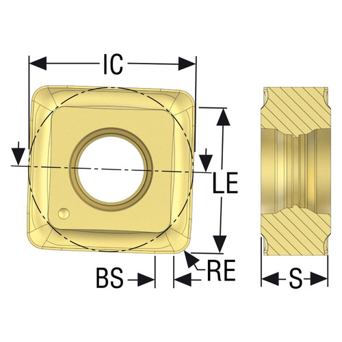 Seco Tools 10092579 |SNMU120412TN-M16 0.472" Inscribed Circle Diameter x 0.047" Corner Radius x 0.188" Thickness 8 Cutting Edge Carbide Milling Insert