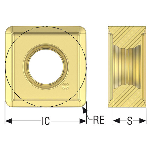Seco Tools 10127453 |SNXU130612TN-M12 0.535" Inscribed Circle Diameter x 0.047" Corner Radius x 0.219" Thickness 8 Cutting Edge Carbide Milling Insert