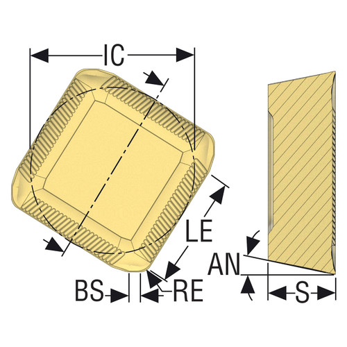 Seco Tools 10198745 | SPEN1906ZETR-MD20 1.60mm Corner Radius x 6.35mm Thickness 4 Cutting Edge Carbide Milling Insert