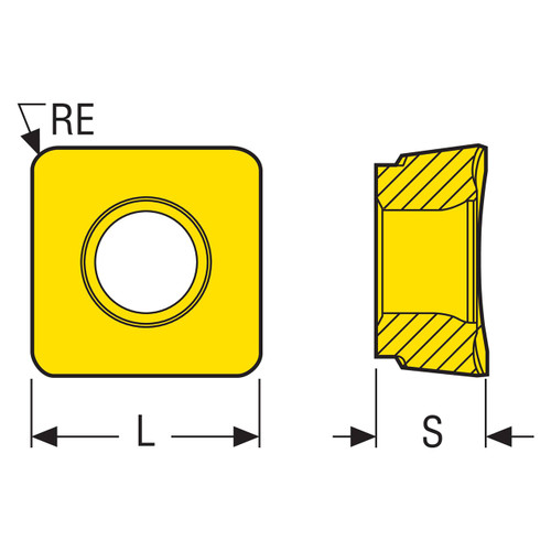 Seco Tools 10198757 | SCET120630T-M14 3.00mm Corner Radius x 6.35mm Thickness 4 Cutting Edge Carbide Milling Insert