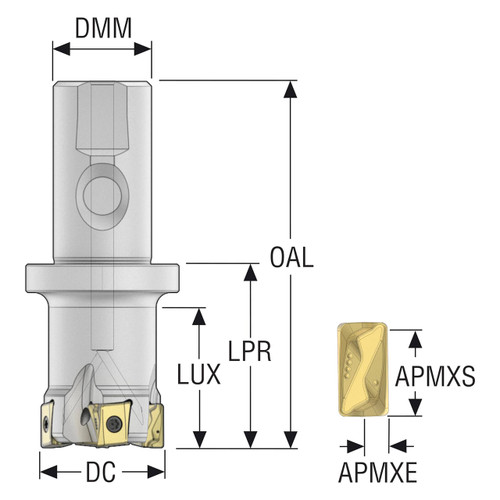Seco Tools 10207965 | R217.94-3240.3S-LO12-4A 40.00mm Diameter x 32.00mm Shank x 120.00mm OAL Indexable Square-Shoulder End Mill