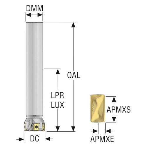 Seco Tools 10207968 | R217.94-3240.0-LO12-4A 40.00mm Diameter x 32.00mm Shank x 210.00mm OAL Indexable Square-Shoulder End Mill