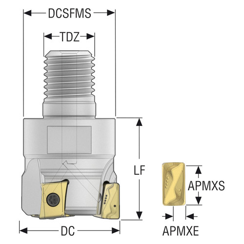 Seco Tools 10207970 | R217.94-2040.RE-LO12-3A 40.00mm Diameter x 40.00mm Functional Length x 90 Degree Cutting Edge Angle Indexable Square-Shoulder End Mill