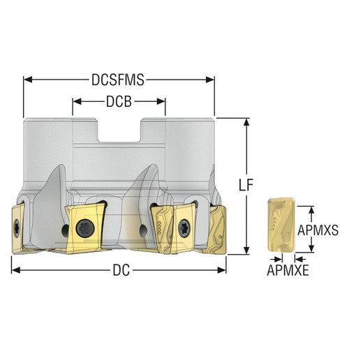Seco Tools 10207979 | R220.94-0063-LO12-8A 63.00mm Diameter x 40.00mm Functional Length x 90 Degree Cutting Edge Angle Indexable Square-Shoulder End Mill