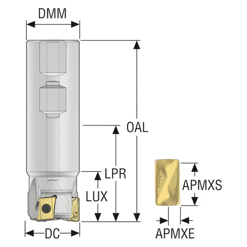 Seco Tools 10207987 | R217.94-01.50-3-LO12-4A 38.10mm Diameter x 38.10mm Shank x 120.00mm OAL Indexable Square-Shoulder End Mill