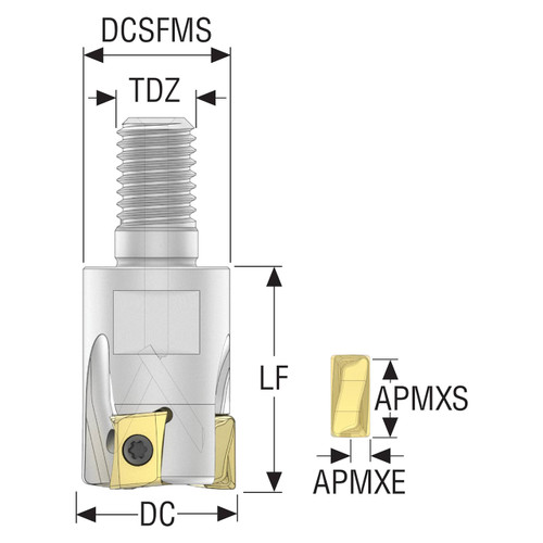 Seco Tools 10225143 | R217.94-00.75-10RE-08-3A 19.05mm Diameter x 28.00mm Functional Length x 90 Degree Cutting Edge Angle Indexable Square-Shoulder End Mill