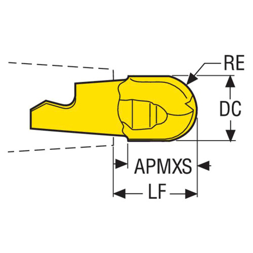 Seco Tools 74068357 | MM10-10010-B90P-M04 10.00mm Diameter x 5.00mm Corner Radius x 90 Degree Cutting Edge Angle PVD Coated Carbide Profile Milling Tip Insert