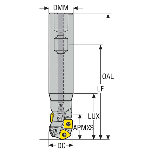 Seco Tools 75069118 | R218.19-2520.3-21.069A 20.00mm Diameter x 25.00mm Shank x 125.00mm OAL 2 Flute Indexable Ball Nose End Mill
