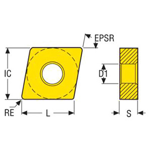 Seco Tools 03274155 |CNMG190616-M5 0.750" Inscribed Circle Diameter x 0.063" Corner Radius x 0.250" Thickness 4 Cutting Edge Carbide Turning Insert