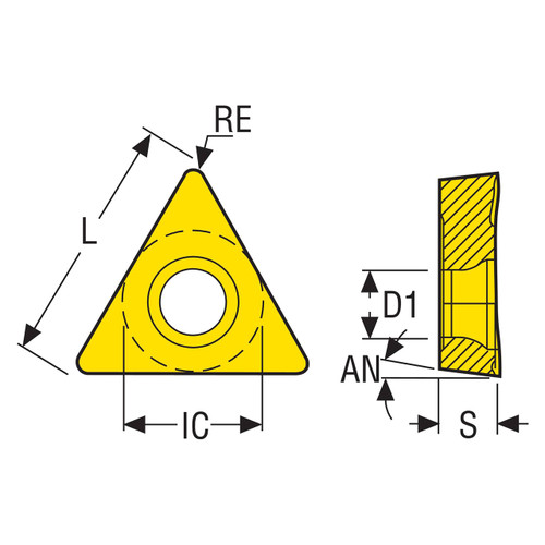 Seco Tools 00000721 |TCGT110204 0.250" Inscribed Circle Diameter x 0.016" Corner Radius x 0.094" Thickness 2 Cutting Edge Cermet Turning Insert
