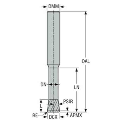 Seco Niagara Cutter 02942335 | MZN510R.500E1R120.0Z5 ALTIN 0.260" Diameter x 0.500" Shank x 4.000" OAL x 10 Degree Helix Angle 5 Flute AlTiN Coated Carbide High-Feed End Mill (N00012)