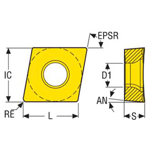 Seco Tools 03280809 |CCGT060204F-AL 0.250" Inscribed Circle Diameter x 0.016" Corner Radius x 0.094" Thickness 2 Cutting Edge Carbide Turning Insert