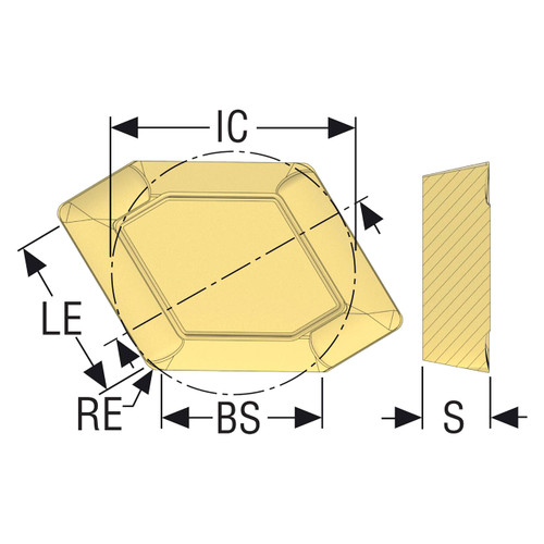 Seco Tools 10027494 |SPER1906ZZTL-M17 0.750" Inscribed Circle Diameter x 0.118" Corner Radius x 0.250" Thickness 2 Cutting Edge Carbide Face Milling Insert