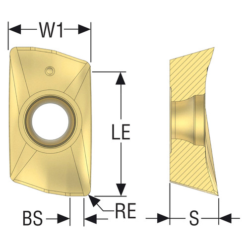 Seco Tools 00005980 | XOEX120408FR-E06 0.032" Corner Radius x 0.198" Thickness 2 Cutting Edge Carbide Milling Insert