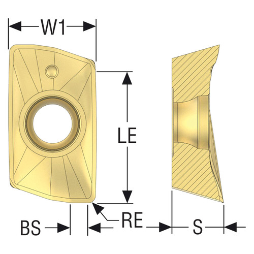 Seco Tools 00014992 | XOMX180616R-M10 0.063" Corner Radius x 0.252" Thickness 2 Cutting Edge Carbide Milling Insert