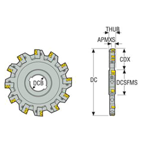 Seco Tools 00018515 | 335.18-100.1215.27-8R 100.00mm Diameter x 13.50mm Functional Length x 90 Degree Cutting Edge Angle Indexable Slotting Cutter