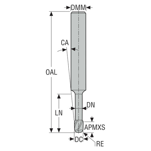 Seco Tools 00022002 | 910L020 2.00mm Diameter x 3.00mm Shank x 0.20mm Corner Radius x 60.00mm OAL x 40 Degree Helix Angle 3 Flute MEGA Coated Carbide Corner Radius End Mill