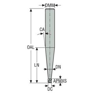 Seco Tools 00023229 | 905008 0.80mm Diameter x 3.00mm Shank x 0.05mm Corner Radius x 40.00mm OAL x 20 Degree Helix Angle 2 Flute MEGA Coated Carbide Corner Radius End Mill