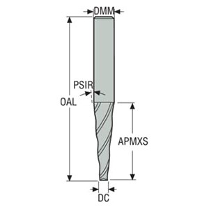 Seco Tools 00028738 | HKM030 1.50mm Diameter x 3.00mm Shank x 40.00mm OAL x 40 Degree Helix Angle 2 Cutting Edge MEGA Coated Carbide Tapered End Mill