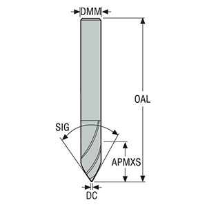 Seco Tools 00029373 | 29030 0.20mm Diameter x 3.00mm Shank x 40.00mm OAL x 30 Degree Helix Angle 1 Flute Uncoated Carbide Engraving Cutter