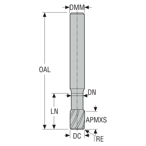 Seco Tools 02434990 | 421120R200Z2 12.00mm Diameter x 12.00mm Shank x 2.00mm Corner Radius x 90.00mm OAL x 30 Degree Helix Angle 2 Flute MEGA Coated Carbide Corner Radius End Mill