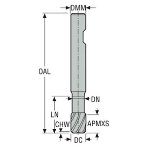Seco Tools 02452929 | 170060 6.00mm Diameter x 6.00mm Shank x 50.00mm OAL x 50 Degree Helix Angle 4 Cutting Edge MEGA Coated Carbide Corner Chamfer End Mill