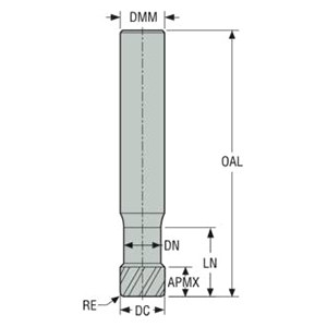 Seco Niagara Cutter 03083876 | STRN440.2.625E2R030.0Z4 ALTIN 0.625" Diameter x 0.625" Shank x 3.500" OAL x 40 Degree Helix Angle 4 Flute AlTiN Coated Carbide Corner Radius End Mill (N09513)