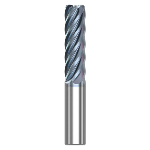 Seco Niagara Cutter 10008087 | S638R.500D3R120.0Z6 HTA 0.500" Diameter x 0.500" Shank x 4.000" OAL x 38 Degree Helix Angle 6 Flute HTA Coated Carbide Corner Radius End Mill