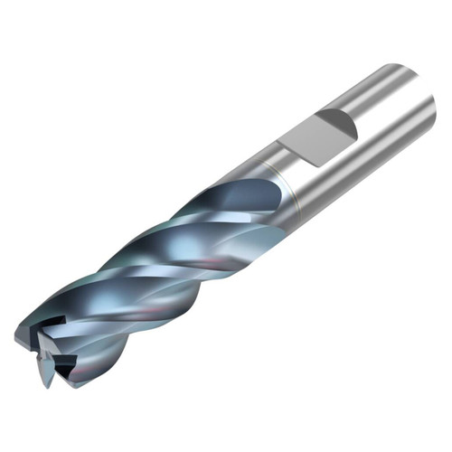 Seco Tools 10008544 | STR430.2.375D3R020.3Z4 HTA 0.375" Diameter x 0.375" Shank x 3.000" OAL x 30 Degree Helix Angle 4 Flute HTA Coated Carbide Corner Radius End Mill