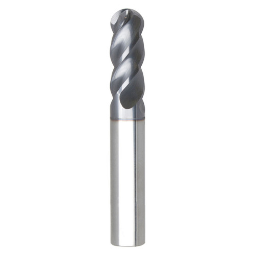 Seco Tools 17002035 | STB440.250D2B.0Z4 ALTIN 0.250" Diameter x 0.250" Shank x 2.500" OAL x 12 Degree Helix Angle 4 Flute AlTiN Coated Carbide Ball End Mill (N57498)