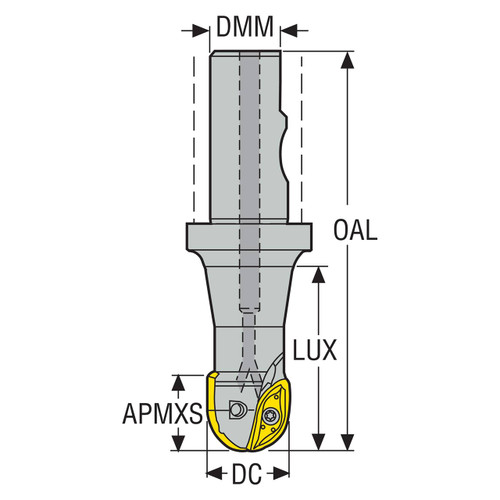 Seco Tools 00032627 | R218.20-3250.3S-70.100 50.00mm Diameter x 32.00mm Shank x 70.00mm Maximum Cutting Depth x 59.50mm Shank Length x 90 Degree Cutting Edge Angle 2 Flute Indexable Ball Nose End Mill