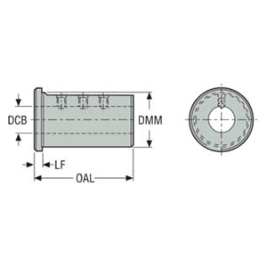 Seco Tools 02583301 | 132N-2510 25.00mm Connection Diameter x 25.00mm Shank x 61.00mm OAL Boring Bar Sleeve