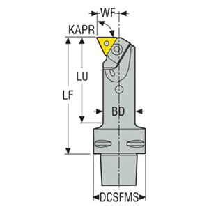 Seco Tools 02590050 | C6-PTFNL-27140-16-W 40.00mm Body Diameter x 4.528" Head Length x 27.00mm Functional Width x 91 Degree Cutting Edge Angle Modular Turning Head