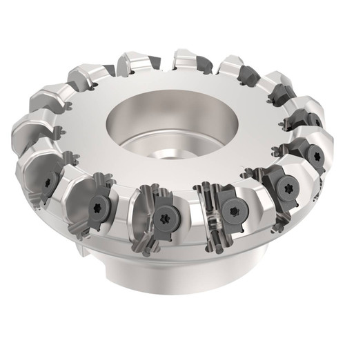 Seco Tools 02685807 | R220.48-04.00-09-12M 100.00mm Diameter x 6.00mm Depth of Cut x 50.00mm Functional Length -8 Degree Rake Radial Angle Indexable Face Mill Cutter