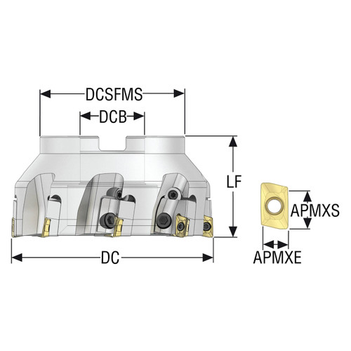Seco Tools 02706947 | R220.69-0125-18-8CN 125.00mm Diameter x 17.00mm Depth of Cut x 63.00mm Functional Length -4.1 Degree Rake Radial Angle Indexable Square-Shoulder Face Mill