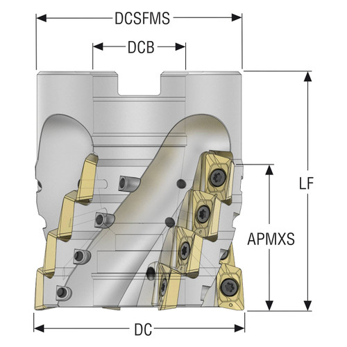 Seco Tools 02717767 | R220.69-00063044-12.4BAN 63.00mm Diameter x 70.00mm Functional Length Indexable Square-Shoulder End Mill