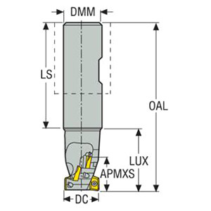 Seco Tools 02827022 | R217.69-2020.3-017-10.2A 20.00mm Diameter x 20.00mm Shank x 17.00mm Maximum Cutting Depth x 50.00mm Shank Length x 90 Degree Cutting Edge Angle 2 Flute Indexable Square-Shoulder End Mill