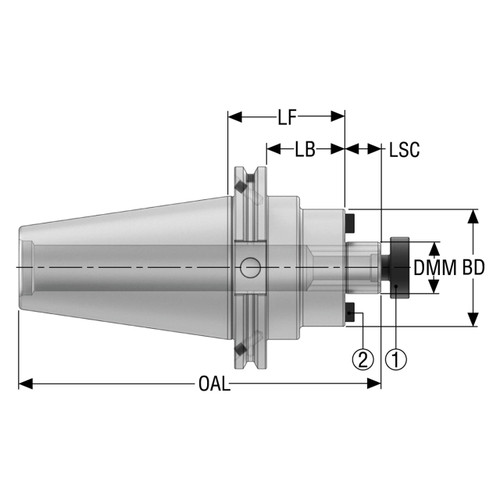 Seco Tools 03197152 | CAT50ADB-SM1.500-4.000-L1 95.25mm Diameter x 38.10mm Shank x 227.00mm OAL Shell Mill Holder