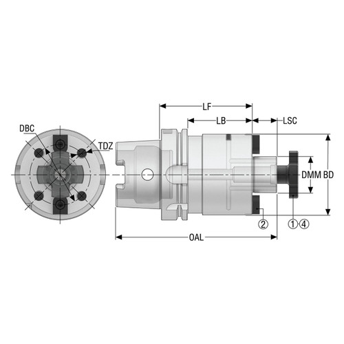 Seco Tools 03301597 | HSKA100-SM40-160-L1 89.00mm Diameter x 40.00mm Shank x 237.00mm OAL Shell Mill Holder