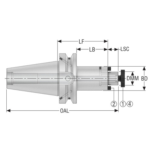 Seco Tools 03301619 | BT50TFADB-SM22-120-F3L1 40.00mm Diameter x 22.00mm Shank x 240.80mm OAL Shell Mill Holder