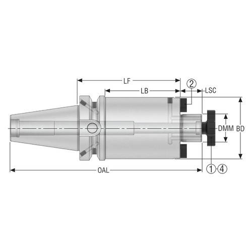 Seco Tools 03301620 | BT50TFADB-SM22-055-L1 48.00mm Diameter x 22.00mm Shank x 175.80mm OAL Shell Mill Holder