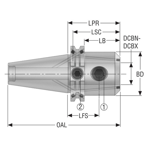 Seco Tools 03301718 | DIN50ADB-EM32-060-F5L1 72.00mm Diameter x 161.75mm OAL End Mill Holder