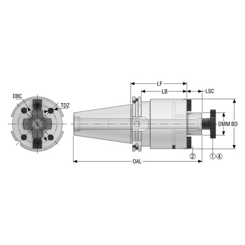Seco Tools 10007174 | DIN40ADB-SM40-050-L1 89.00mm Diameter x 40.00mm Shank x 145.40mm OAL Shell Mill Holder