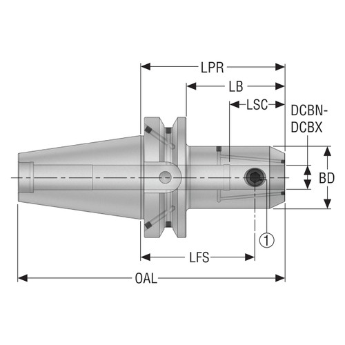 Seco Tools 10007217 | BT40ADB-EM20-120-L1 52.00mm Diameter x 185.40mm OAL End Mill Holder